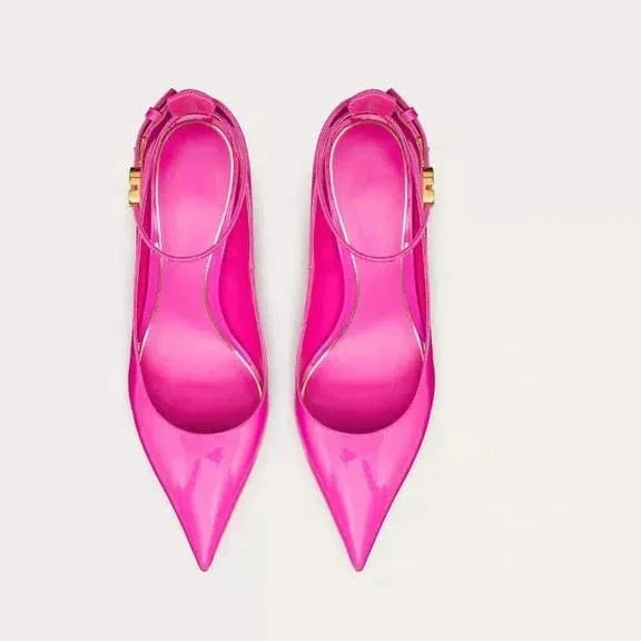 New Design PLUS SIZE Sexy Steel Toe hot pink thin high heel shoes Bridal club Pumps stiletto for women