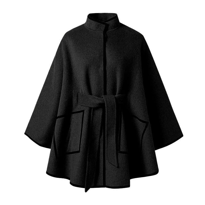 New Design Real Woolen Poncho Coat Winter Double Sides Women Cashmere Wool Coats with Belt