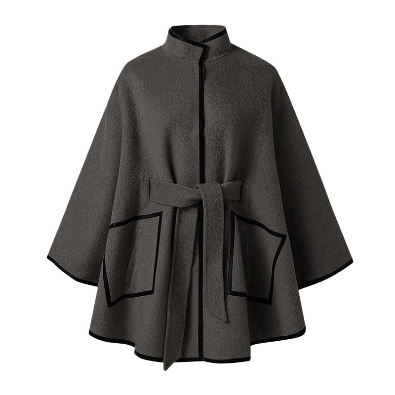 New Design Real Woolen Poncho Coat Winter Double Sides Women Cashmere Wool Coats with Belt