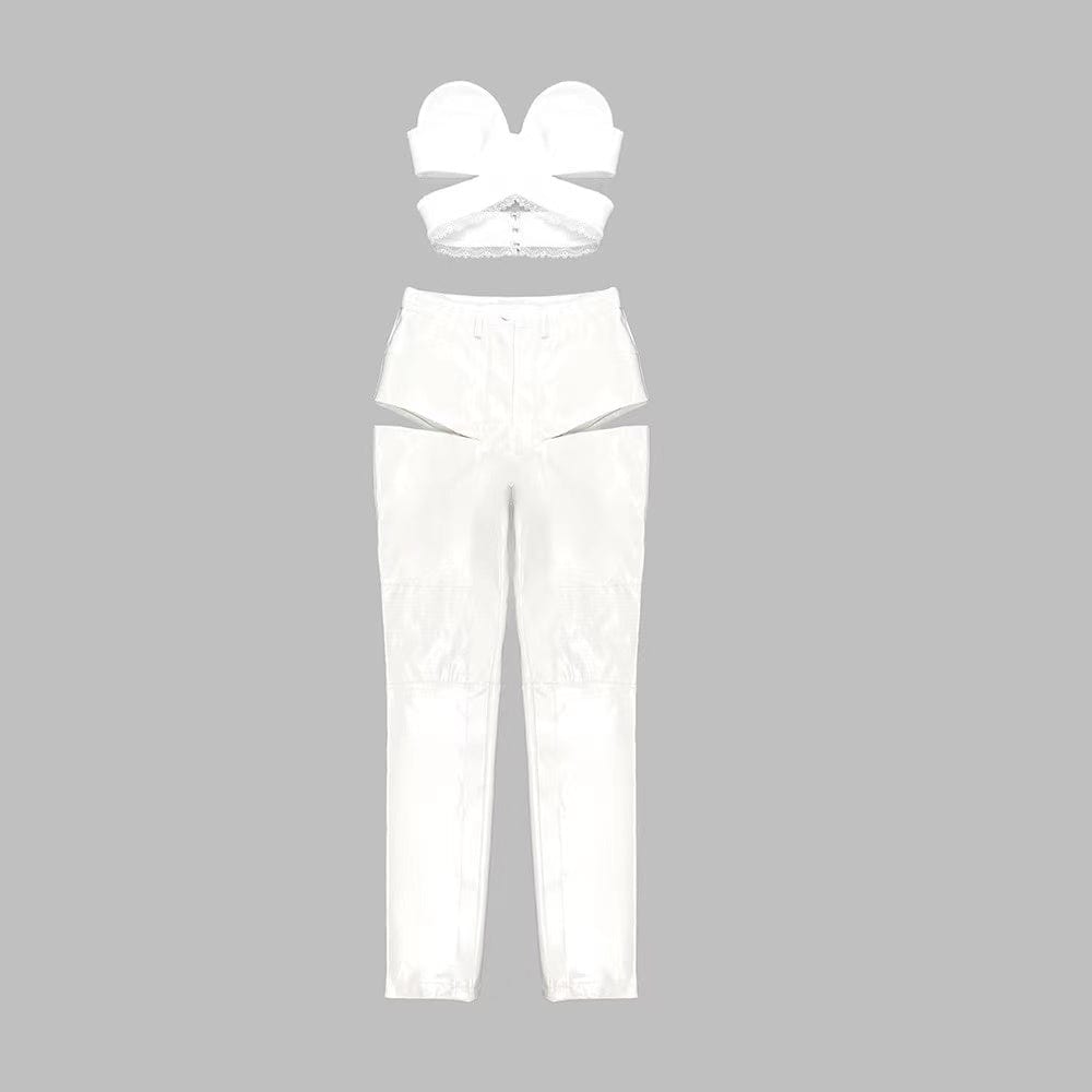 New Designer Celebrity 2 Pieces Set Evening Party Summer Top&Pants Women Outfits 2 Piece Set