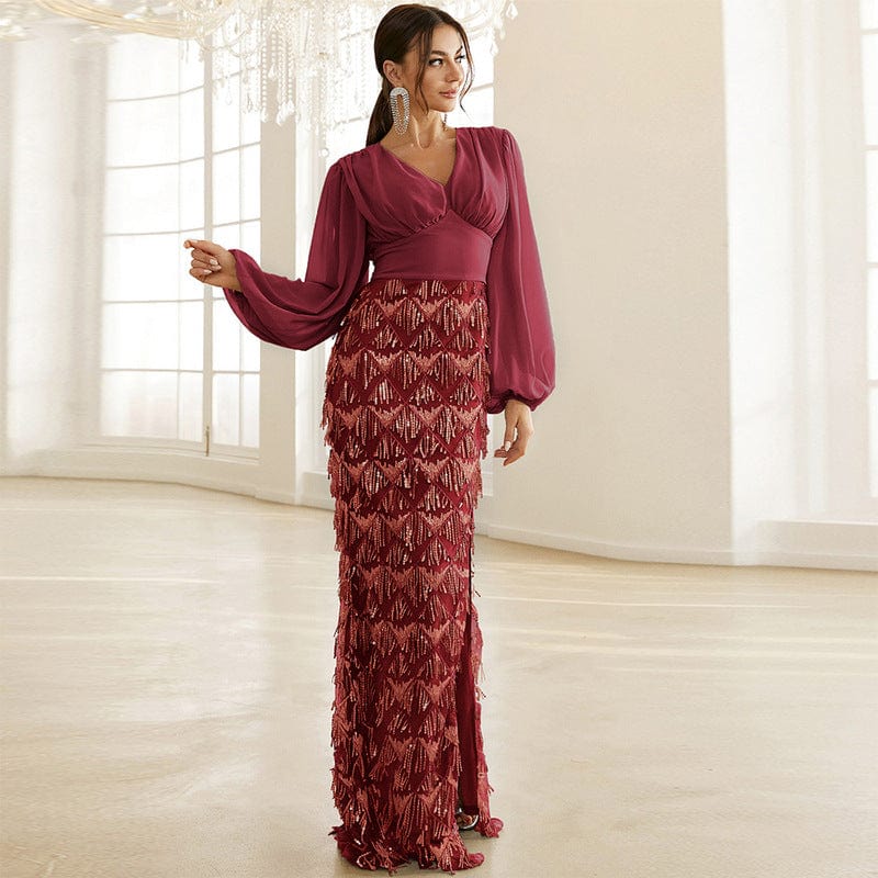 New Designer Long Sleeves Women Celebrity Party Nightclub Fashionable Long Evening Dresses