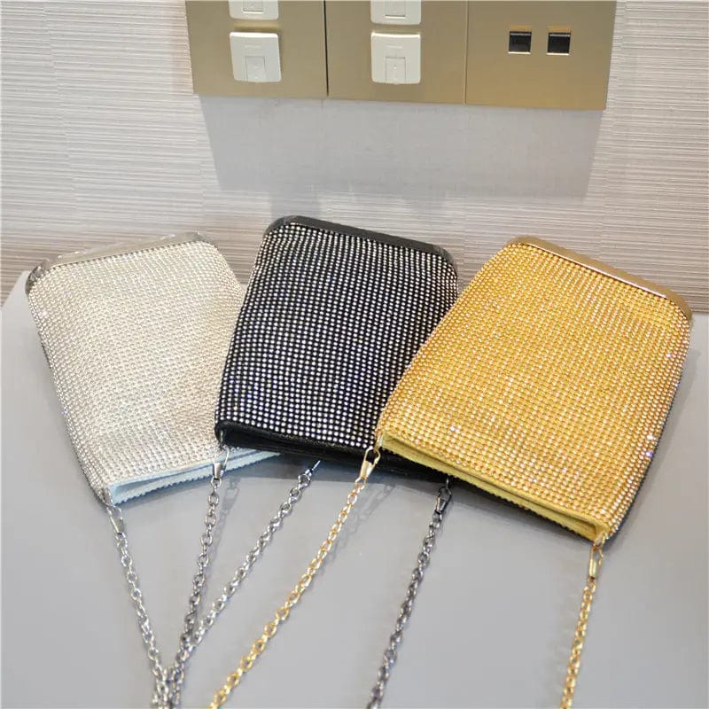 New Designer Woman Sling Shinny Shoulder Bag Bucket Rhinestone Bling Clutches Ladies Dinner Wedding Crystal Bucket Handbag