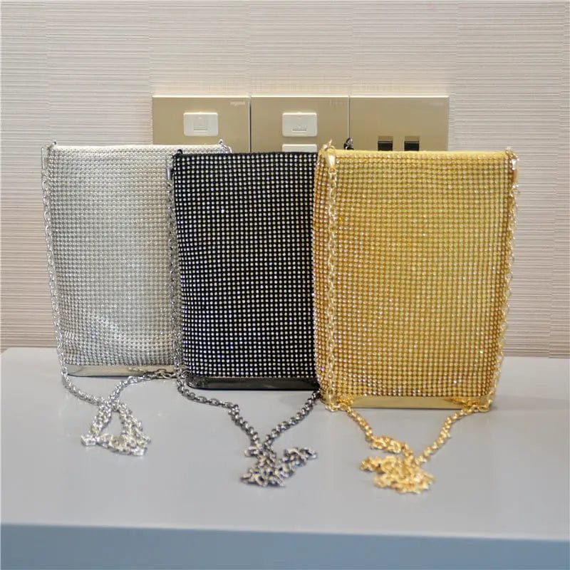 New Designer Woman Sling Shinny Shoulder Bag Bucket Rhinestone Bling Clutches Ladies Dinner Wedding Crystal Bucket Handbag