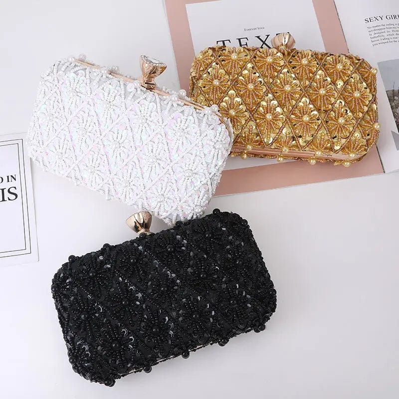New Designer Women Square Box Clutch Evening Armpit Bags Party Ladies Money Clutch Diamond Wedding Purse Beadedlaser Sequins Bag