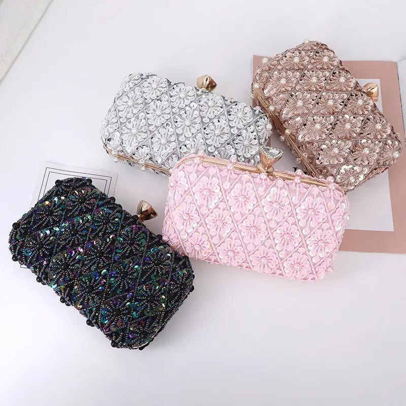 New Designer Women Square Box Clutch Evening Armpit Bags Party Ladies Money Clutch Diamond Wedding Purse Beadedlaser Sequins Bag