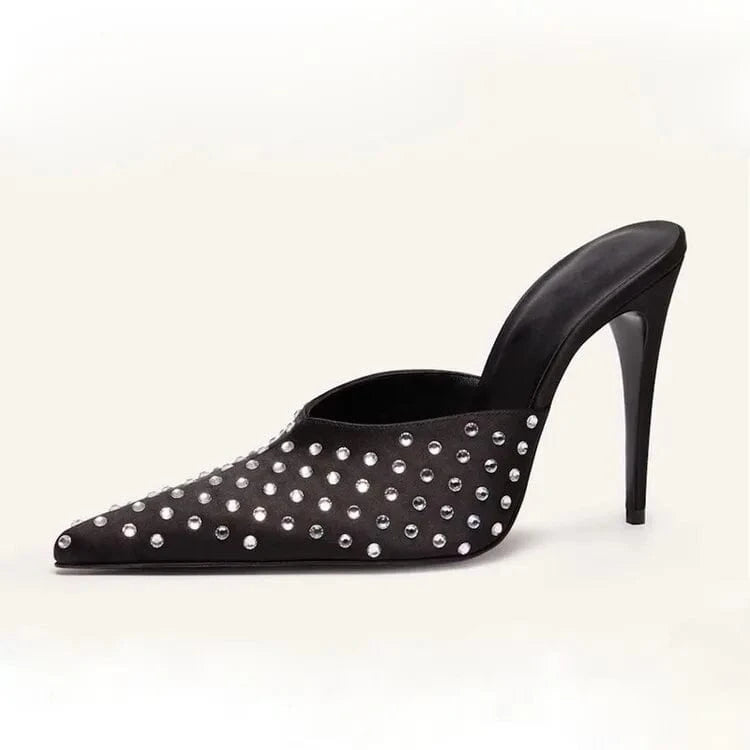 New Elegant Girls High Heel Sandals Rhinestone Stiletto Shoes Slippers Stiletto Heel Casual Party Women Mules Heels Shoes