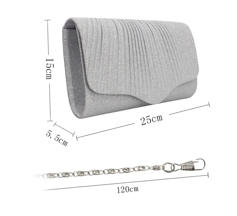 New European And American Fashion Folds Flashing Material Ladies Clutch One-shoulder Dinner Envelope Evening Clutch Bag