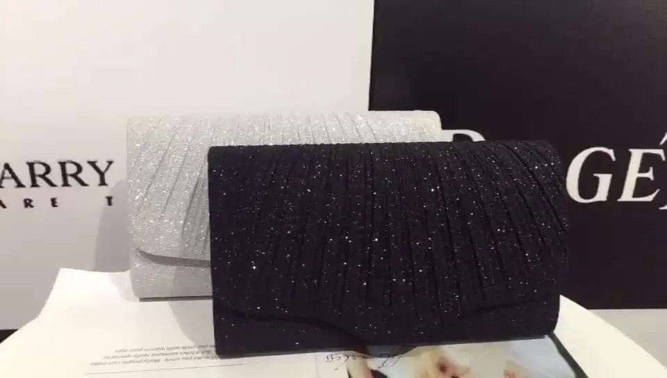 New European And American Fashion Folds Flashing Material Ladies Clutch One-shoulder Dinner Envelope Evening Clutch Bag