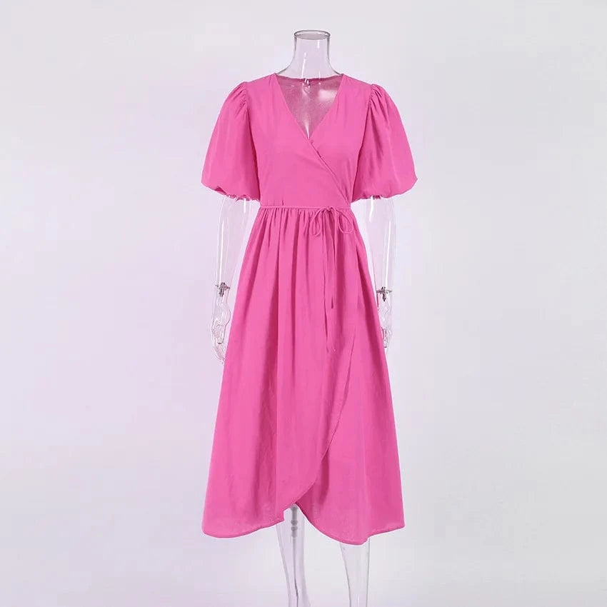 New European Long Dress Pure Cotton  High Waist Spring Summer Autumn French Temperament A-line Female Split Casual Dress