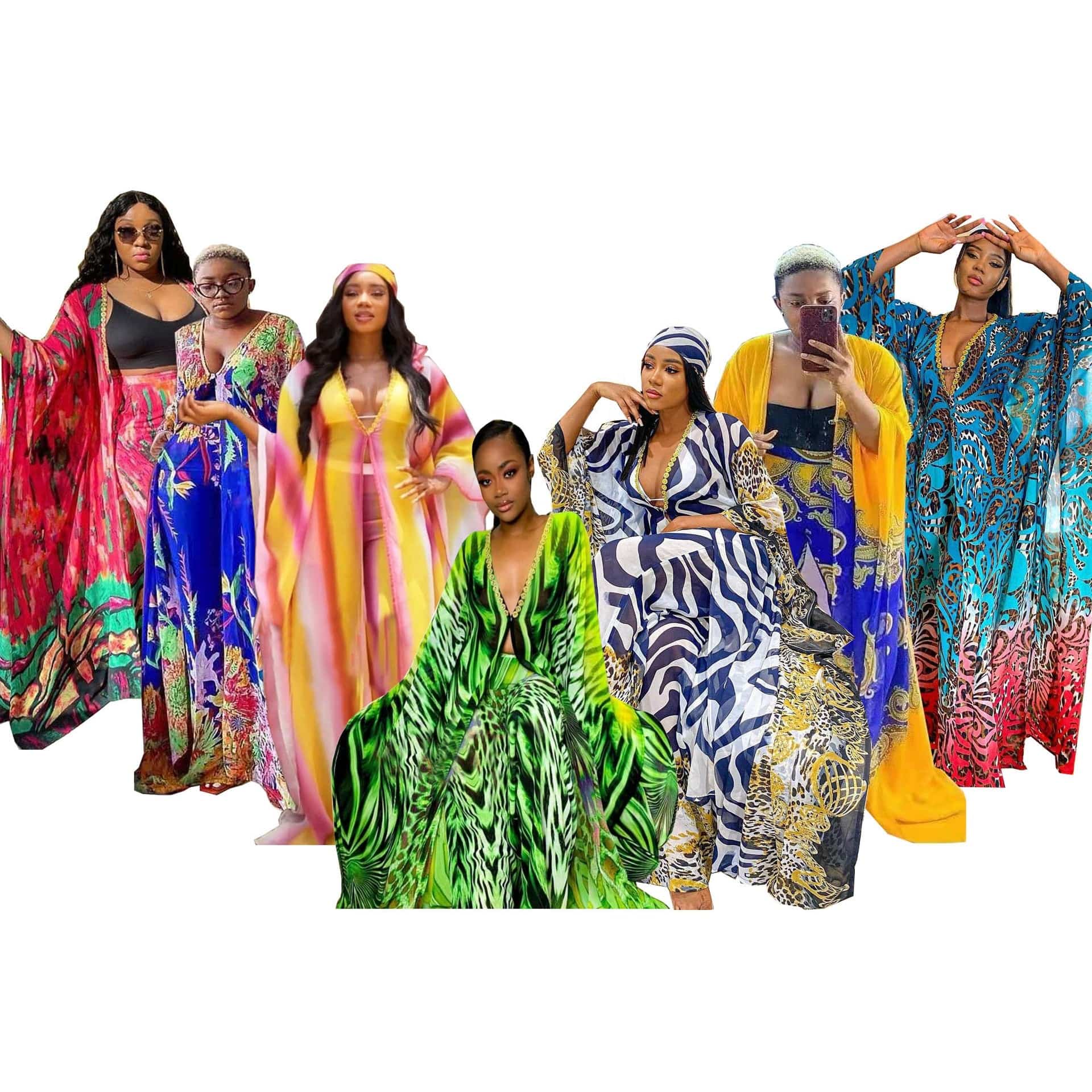 New Fashion African Chiffon Kimono Robe Printed Women Pants 2 Two Piece Set Ladies Long Kimono Cardigan Coat Pant Suit