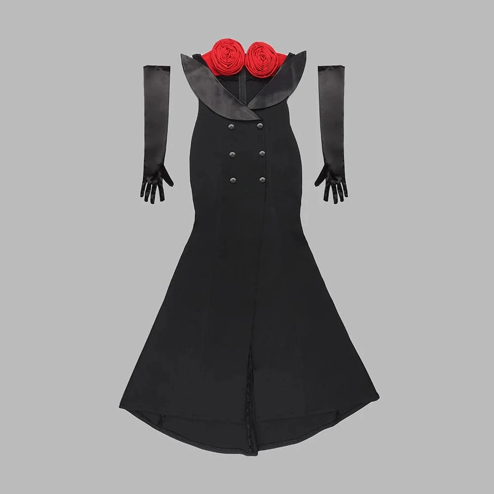 New Fashion Black Flower Off Shoulder Sexy Party Prom Dress Bodycon Cocktail Dresses