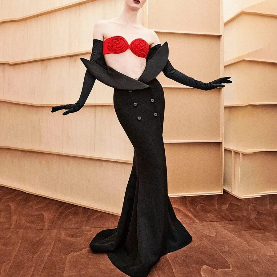 New Fashion Black Flower Off Shoulder Sexy Party Prom Dress Bodycon Cocktail Dresses