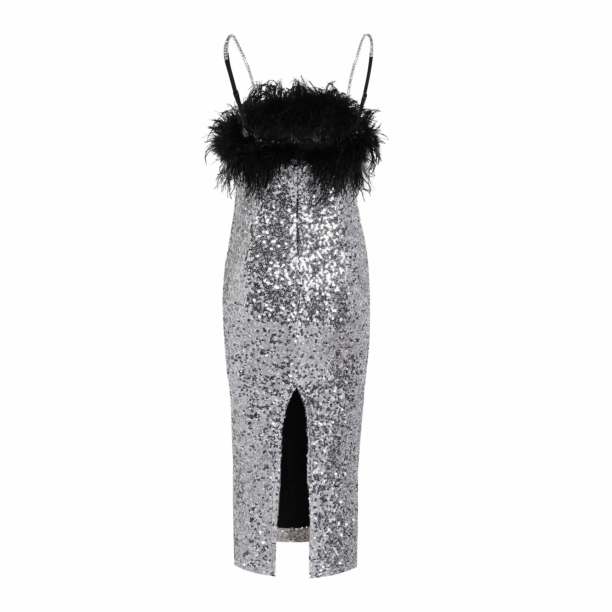 New Fashion Clothes Sequins Dress Beading Sexy Strap Feathers Party Ladies Dresses