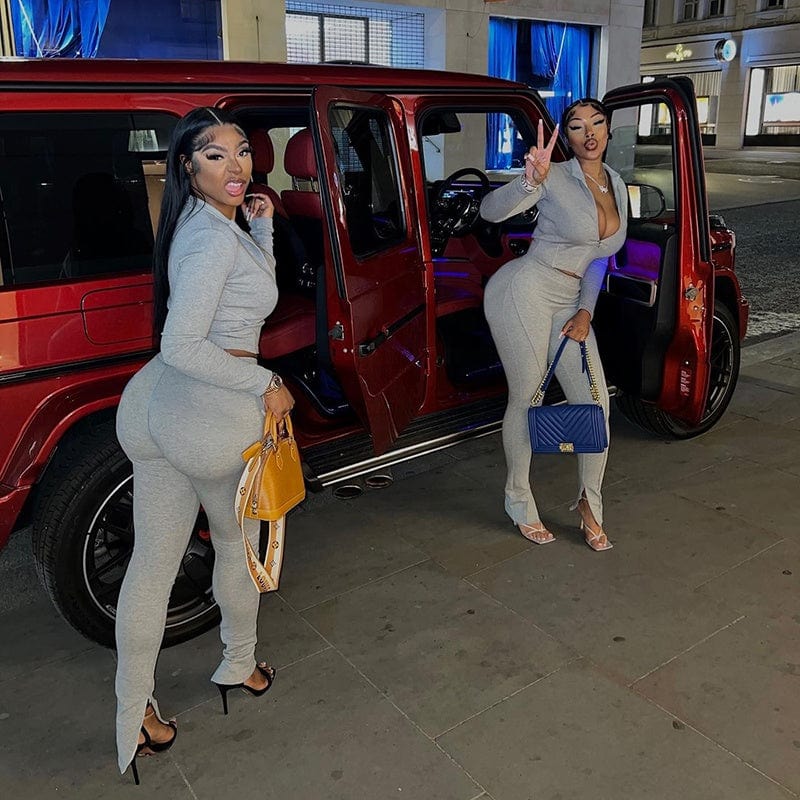 New Fashion Fall 2023 Women Clothes Women Two Piece Pants Set Solid Color Leggings Outfits For Women