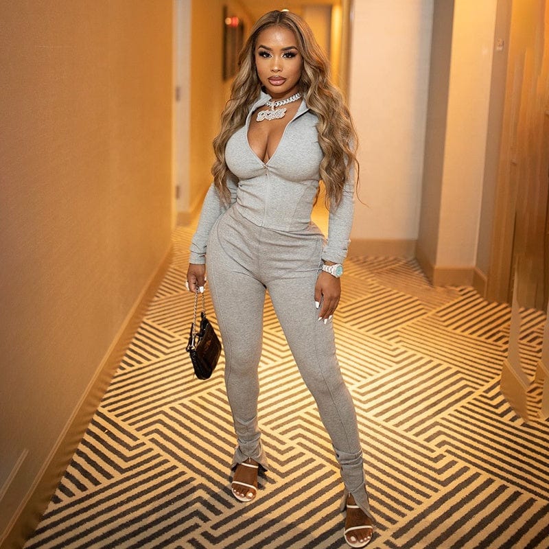 New Fashion Fall 2023 Women Clothes Women Two Piece Pants Set Solid Color Leggings Outfits For Women
