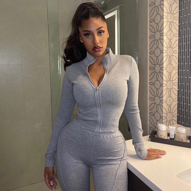 New Fashion Fall 2023 Women Clothes Women Two Piece Pants Set Solid Color Leggings Outfits For Women