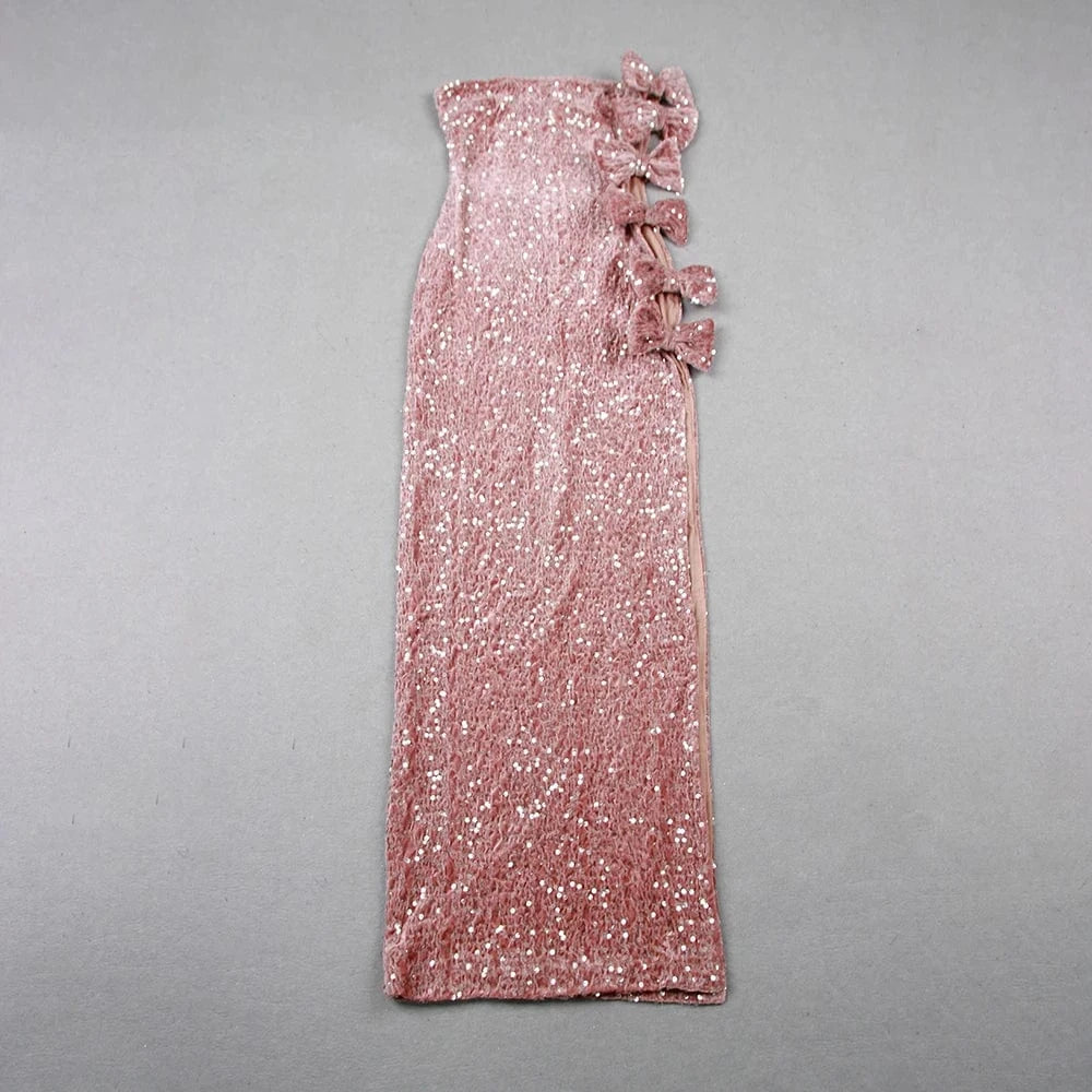 New Fashion Hollow Out Maxi Dress Beading Sequined Party Ladies Dresses
