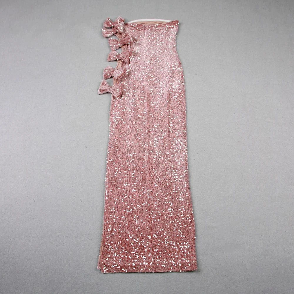 New Fashion Hollow Out Maxi Dress Beading Sequined Party Ladies Dresses