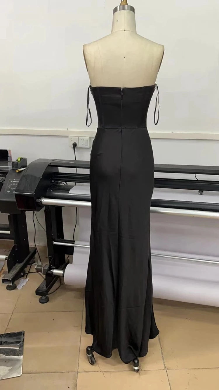 New Fashion Ladies Black Elegant  Rayon Sequin Decoration Sexy Beading Off-shoulder Party Dresses