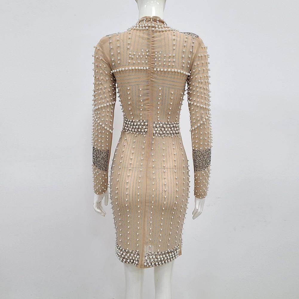 New Fashion Long Sleeve Beading Celebrity Elegant Evening Sexy Women Prom Dresses