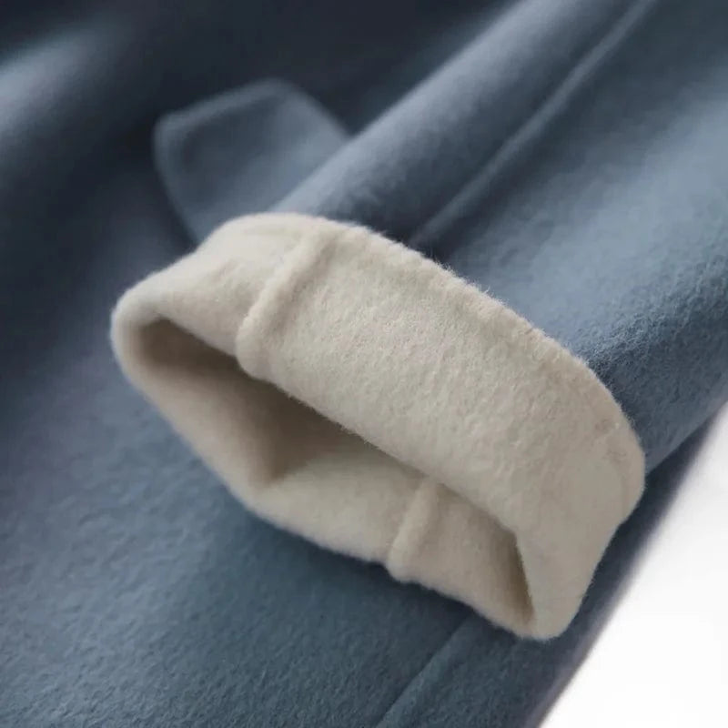 New Fashion Medium Style Double Face Winter Women Cashmere Wool Coats with Hooded