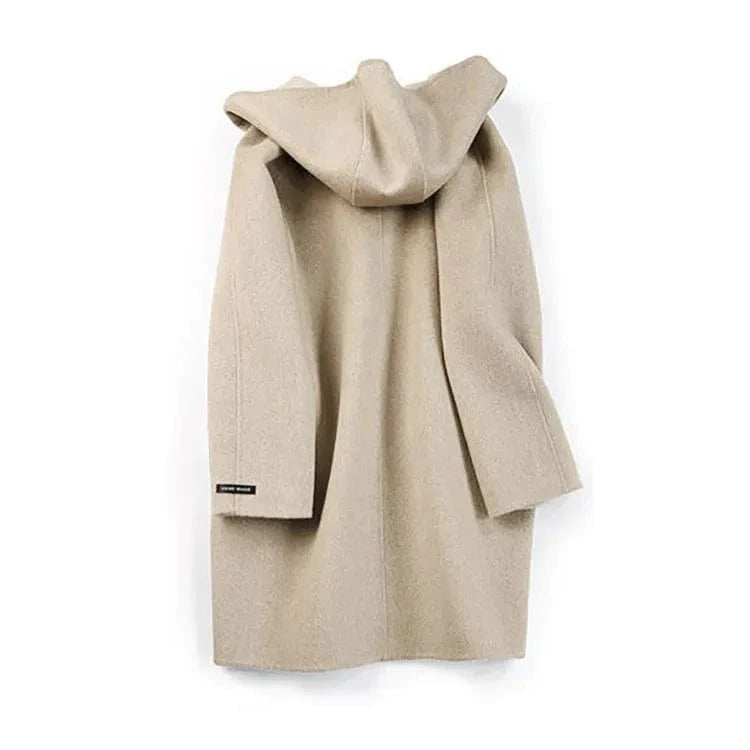 New Fashion Medium Style Double Face Winter Women Cashmere Wool Coats with Hooded