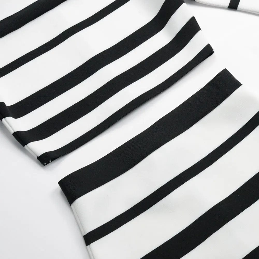 New fashion off-shoulder stripe two-piece bandage dress evening party elegant women 's casual dresses