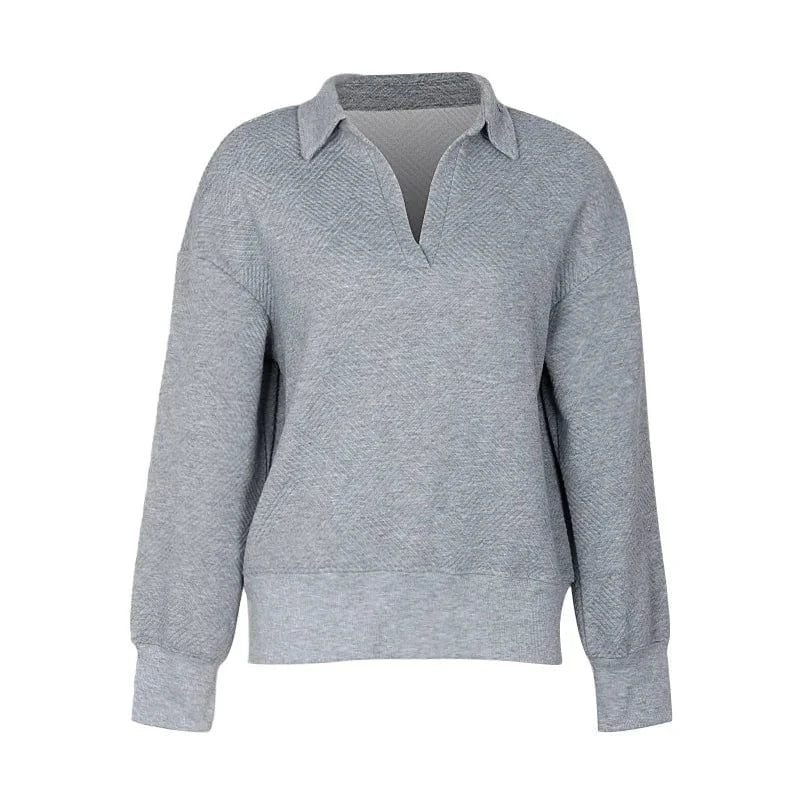 New Fashion Wholesale Cross Border Polo Collar Gray Sweatshirt
