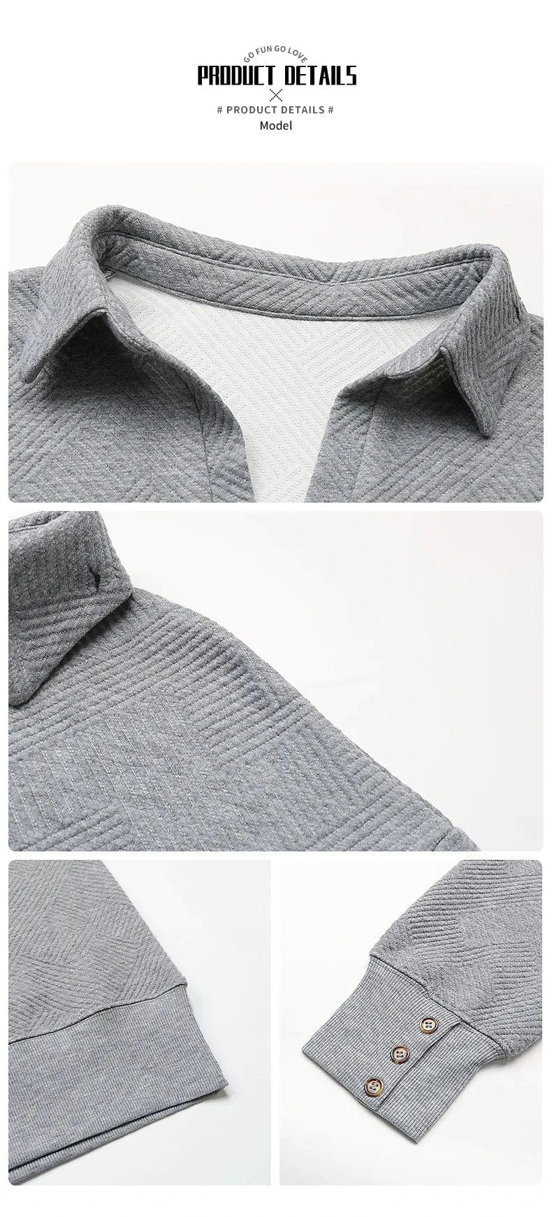 New Fashion Wholesale Cross Border Polo Collar Gray Sweatshirt