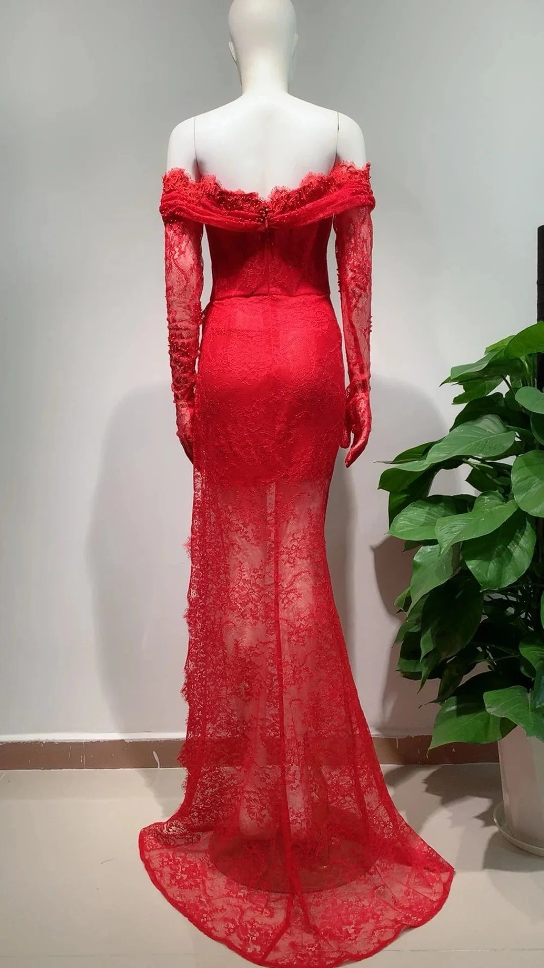 New Fashion Woman's Elegant Sexy Lace Dress High Slit Long Prom Party Runway Dresses