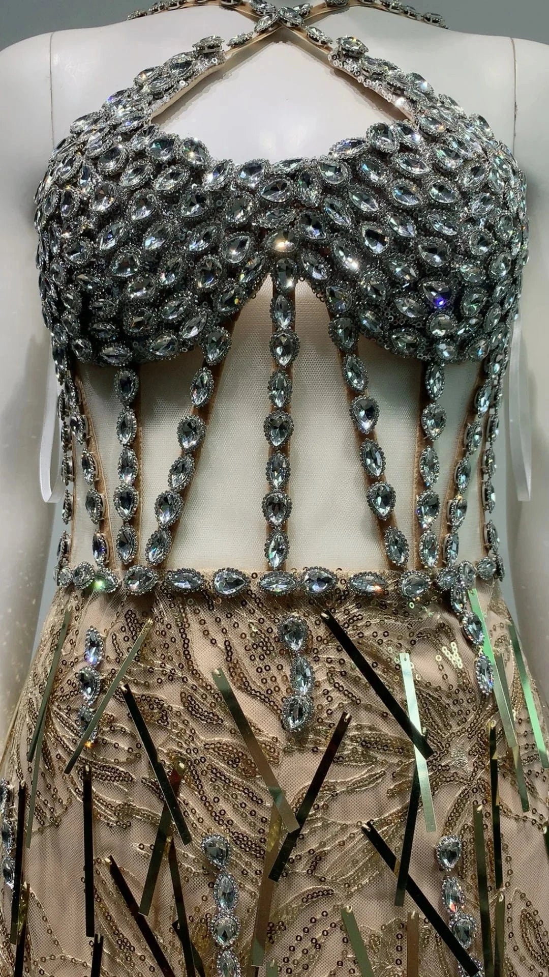 New Fashion women's Rhinestone Tassel Decoration Mini Dress Hand Beading Runway Party Dresses
