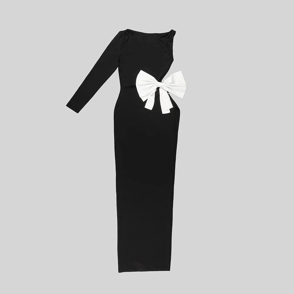 New Fashion Women's Sexy Hollow Out One-shoulder Long Sleeve Dresses Party Club Evening dress