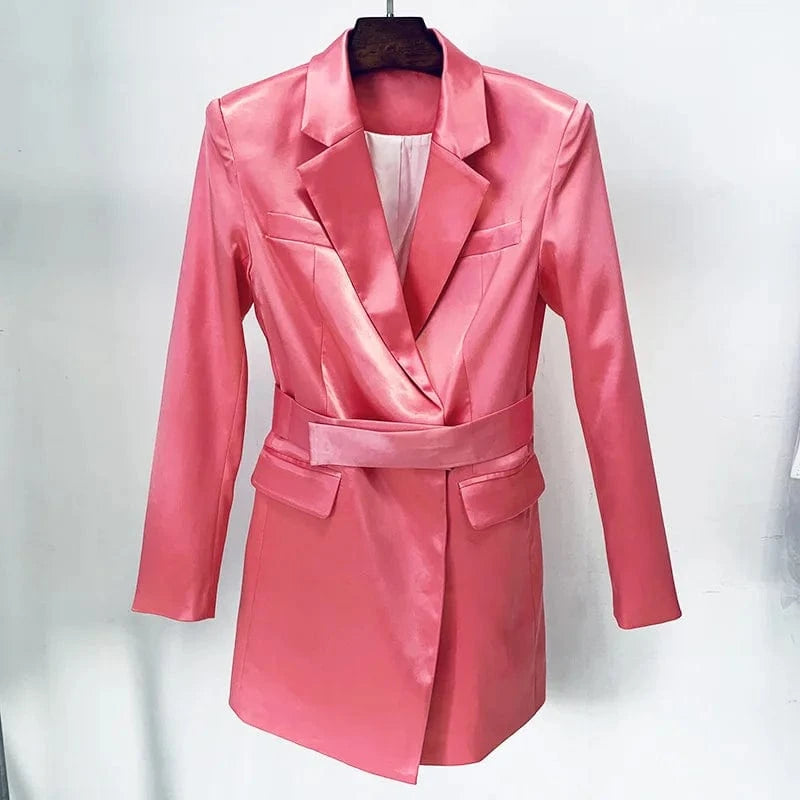 New Fashionable Ladies Black And White Long Sleeves Suit Dresses Casual Blazer Coat