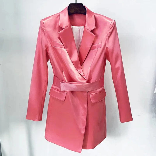 New Fashionable Ladies Black And White Long Sleeves Suit Dresses Casual Blazer Coat