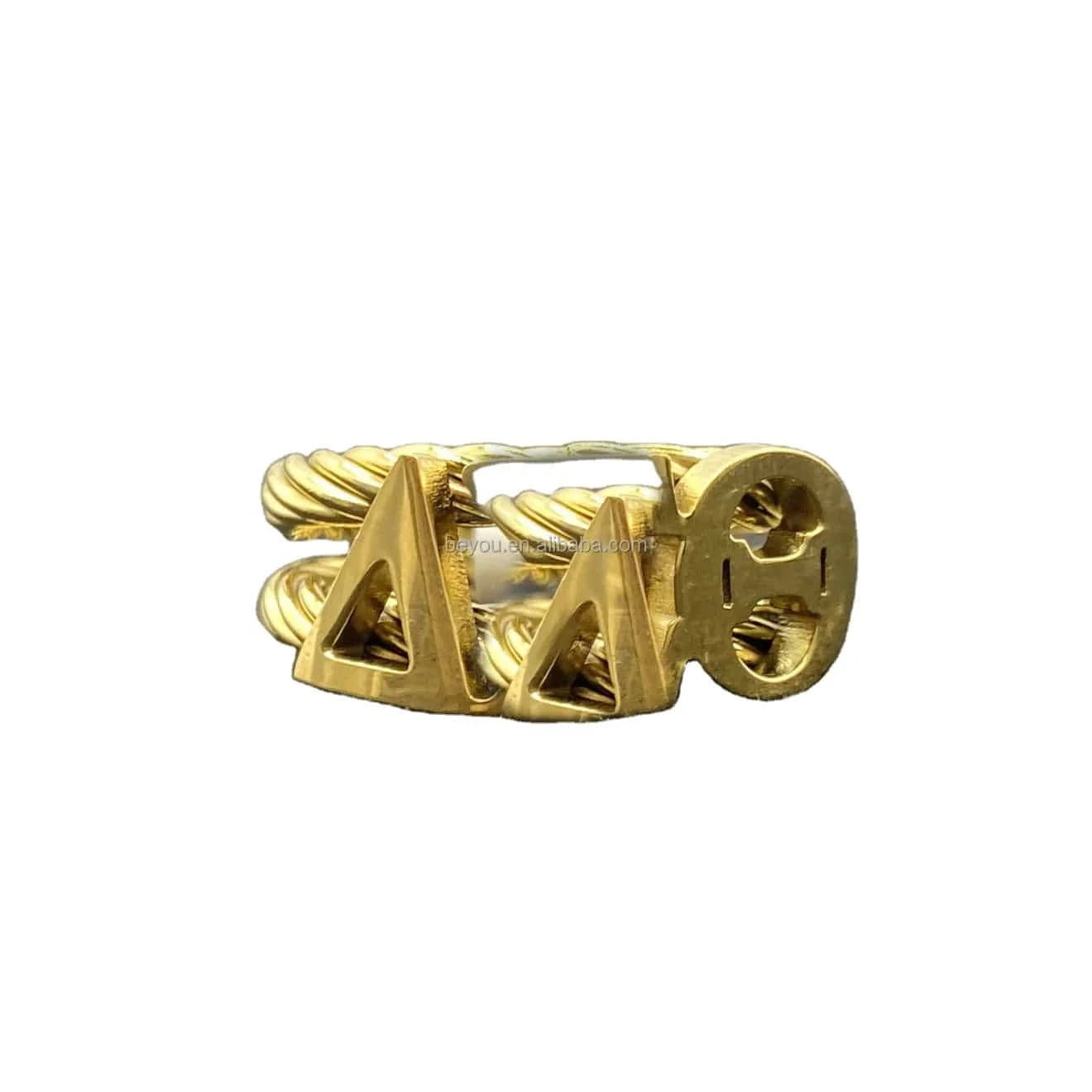 New Greek Sorority Alphabet Gold Ring Fine Stainless Steel Fashion Glossy Fade Resistant Personalized Party Symbol Jewelry