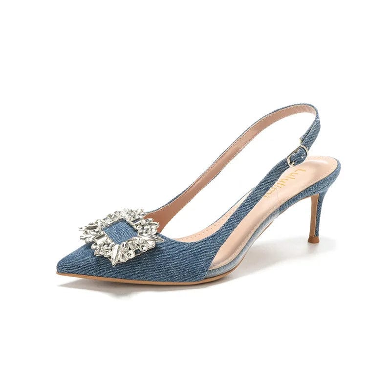 New High Heel Shoes Blue Denim Sandals Sexy Pumps Shoes Women Heels for Ladies