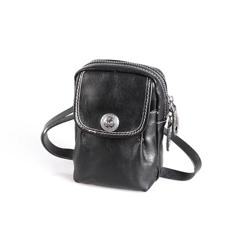 New High Quality Handcrafted Vegetable Tanned Leather Casual Men's Waist Bag Cowhide Retro Chest Fanny Pack Men's Leather