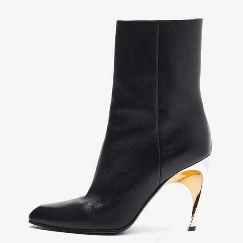 New Hook Shaped Heels Women Thigh High Booties Side Zipper Solid Long Boots Sexy Dress Stiletto Ankle Shoes