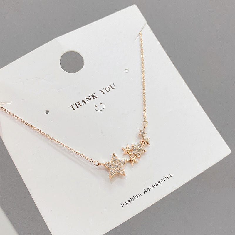 New Hot Popular custom star pentagram Zircon Pendant Necklaces For Women Fashion Fine Jewelry