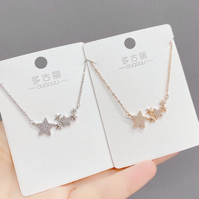 New Hot Popular custom star pentagram Zircon Pendant Necklaces For Women Fashion Fine Jewelry