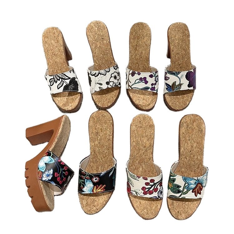 New hot sale Fashion flower woman sandal new summer design high-heel ladies sandals luxury slippers for lady