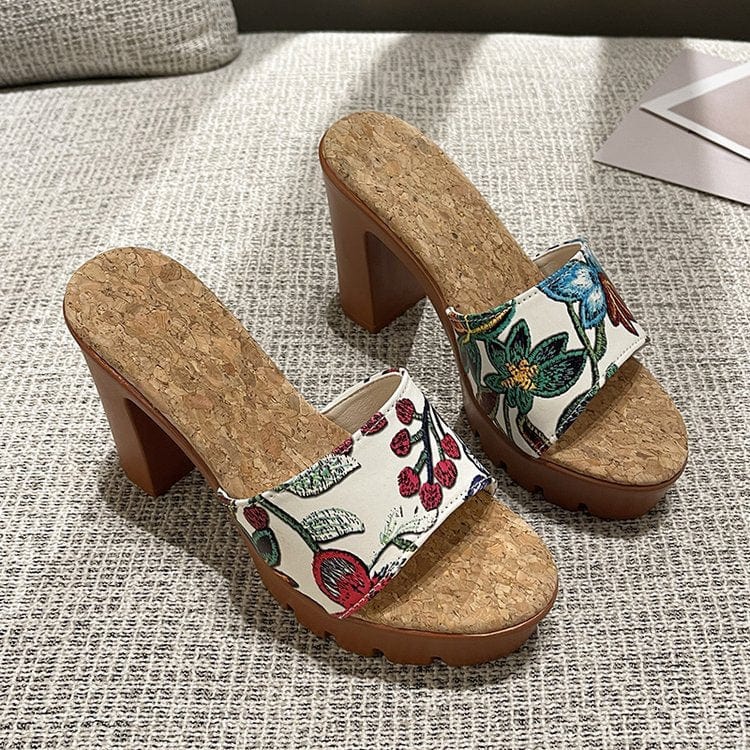 New hot sale Fashion flower woman sandal new summer design high-heel ladies sandals luxury slippers for lady