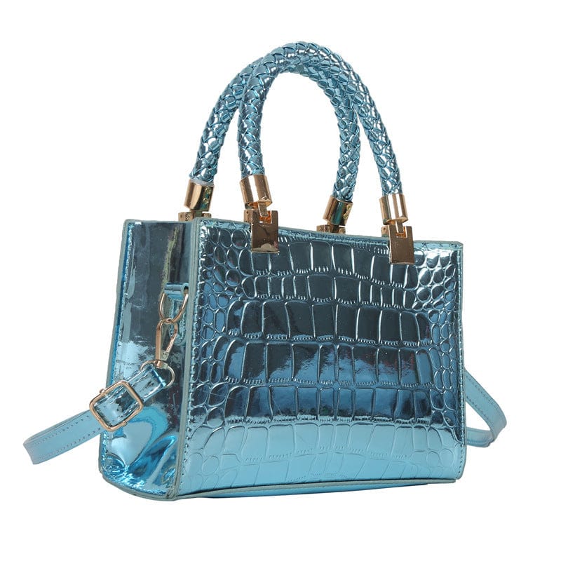 New hot sale retro women's bag blue women's patent leather bag women's messenger small square hand bag