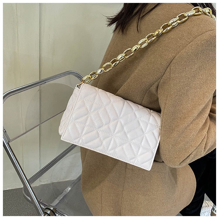 New Korean version 2022 fashion quilted designer leather purse simple girl chain shoulder armpit bag