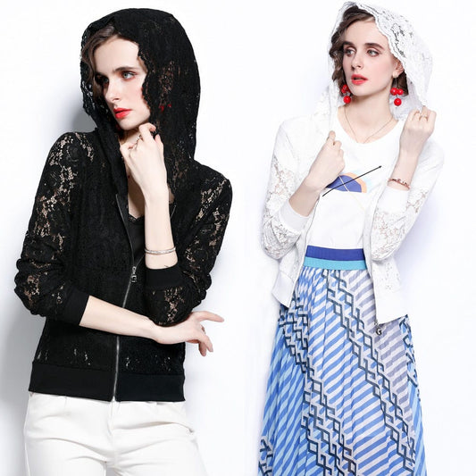 New lace sun protection clothing thin lace hollow out French cardigan HJW9885048