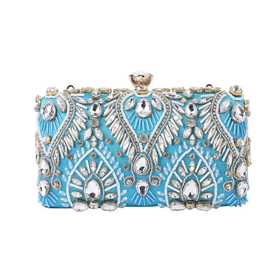 New Ladies Party Wedding Handmade Crystal Diamond Rhinestone Clutch Evening Bags Dinner Beaded Embroidered Clutch Bag