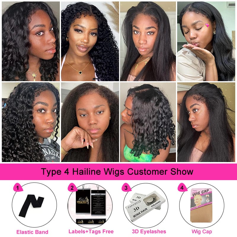 New Launched Type 4 Hairline HD Lace Front Wigs Afro Kinky Curly Baby Hair Frontal Human Hair Water Wave Wigs with Curly Edges