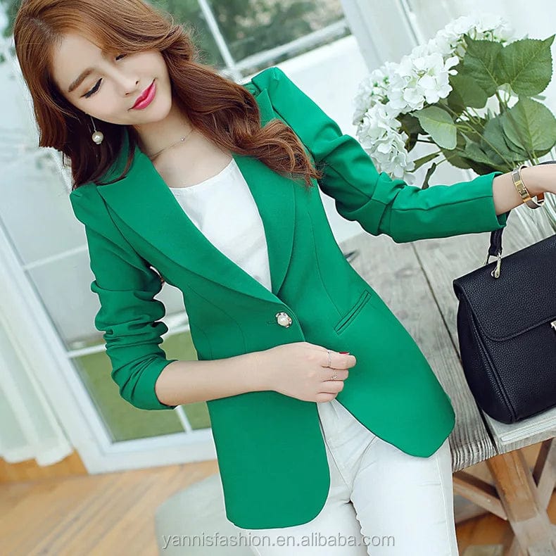 New Long-sleeved Slim Women Blazers And Jackets Small Women Suit Korean Version (pink/Blue/green/blue) Ladies Blazer