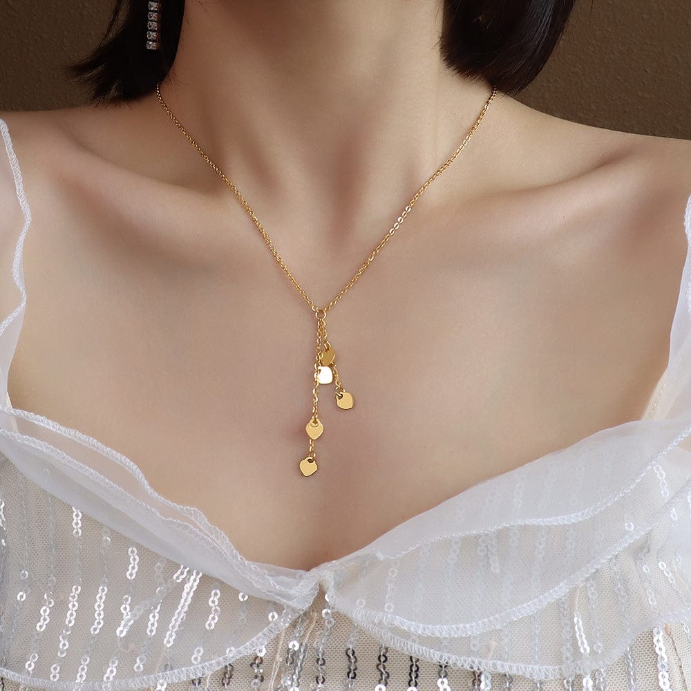 New Luxury Long Tassel Heart Pendant Necklace Gold Color Drop Necklaces for Women Fashion Jewelry Gift
