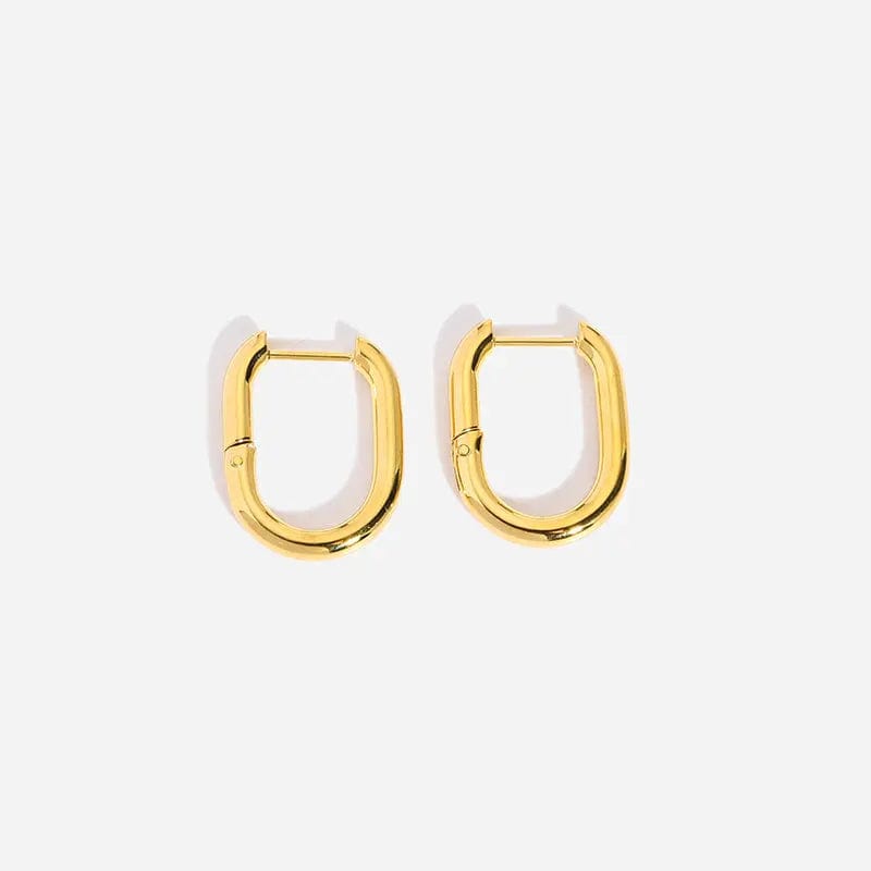 New Mesh/Rotating Geometric Huggie Hoop Earrings Titanium Steel Gold Plated Color Preservation Circle C Earrings